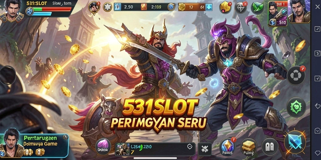 Screenshot gameplay 531SLOT menampilkan pertarungan intens antara karakter.