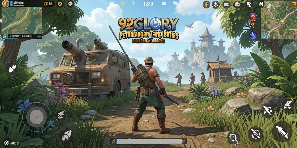 Screenshot dari gameplay Open World 92GLORY yang menampilkan petualangan seru.