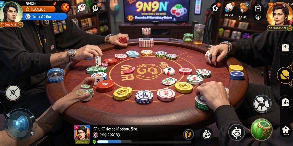 Screenshot gameplay 9N9N menampilkan aksi seru QiuQiu.