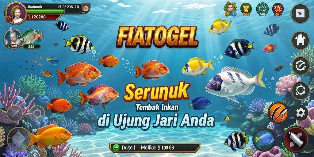 Tampilan gameplay seru dari FIATOGEL saat menembak ikan.