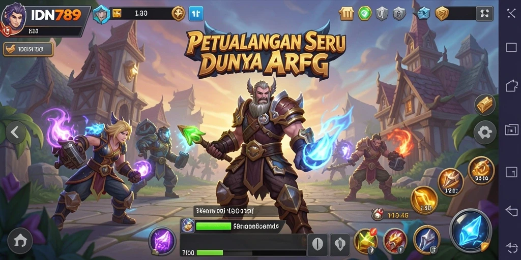 Screenshot gameplay ARPG IDN789 yang menampilkan pertarungan epik.