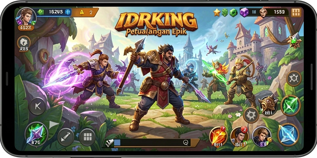 Tampilan gameplay <strong>IDRKING</strong> yang penuh aksi dan petualangan RPG.