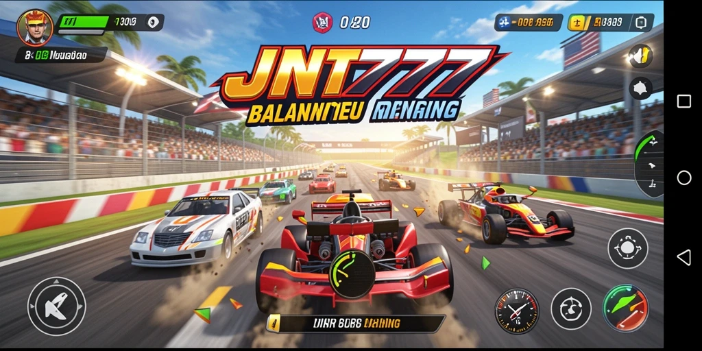 Tampilan seru dari gameplay Racing di JNT777.