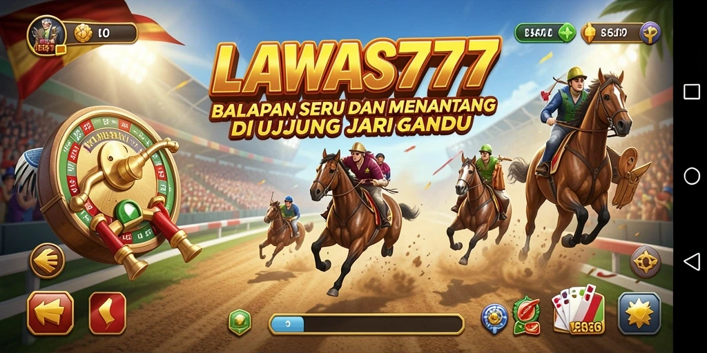 Screenshot gameplay LAWAS777 menampilkan aksi balapan yang menarik dan cepat.
