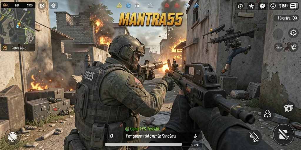 Gameplay seru dari MANTRA55 dengan aksi tembak-menembak yang mendebarkan.