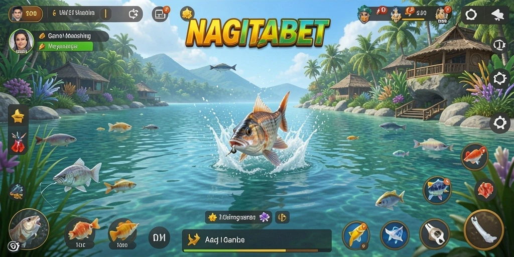 Tampilan gameplay menangkap ikan yang seru dan menantang.