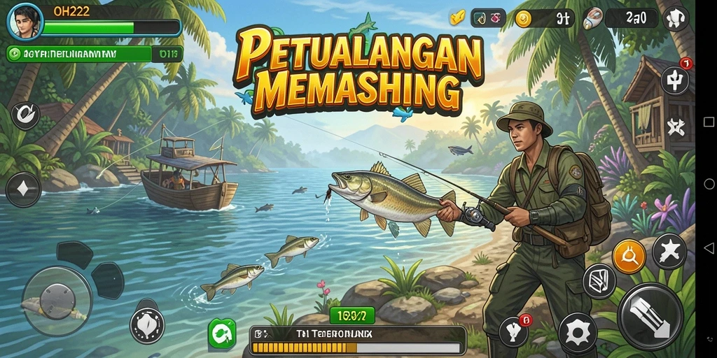 Tampilan gameplay memancing yang menakjubkan di OH222.