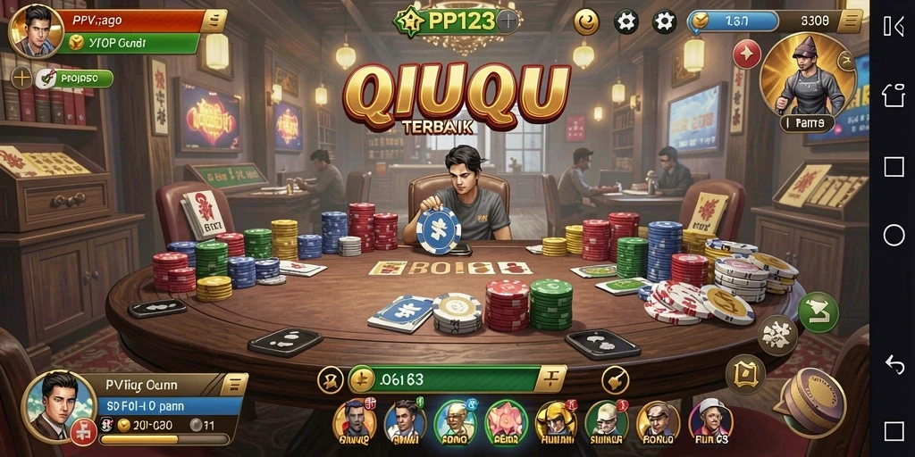 Screenshot gameplay PP123 yang menunjukkan aksi seru permainan QiuQiu.