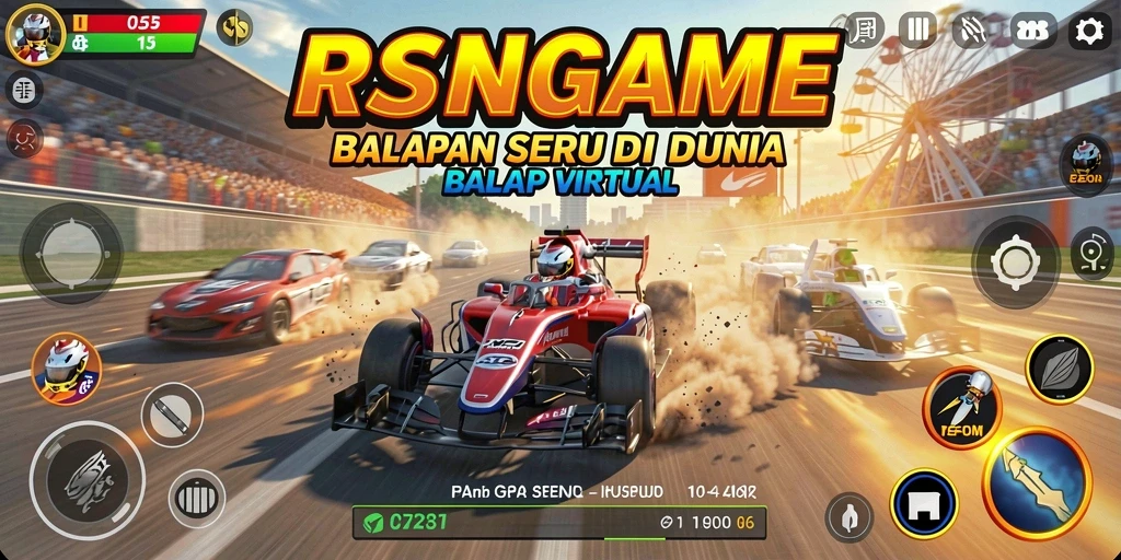 Screenshot utama RSNGAME menampilkan aksi balapan seru dengan grafik menawan.