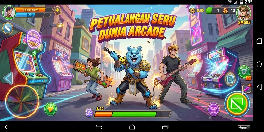 Tampak gameplay seru di SM605 dengan berbagai level menantang.