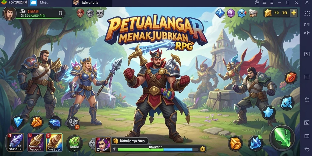 Screenshot gameplay RPG yang menampilkan karakter dalam aksi petualangan.