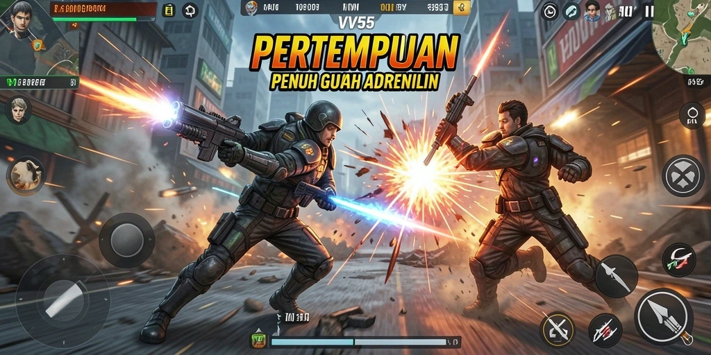 Tampilan gameplay seru dan mendebarkan dari VV55.